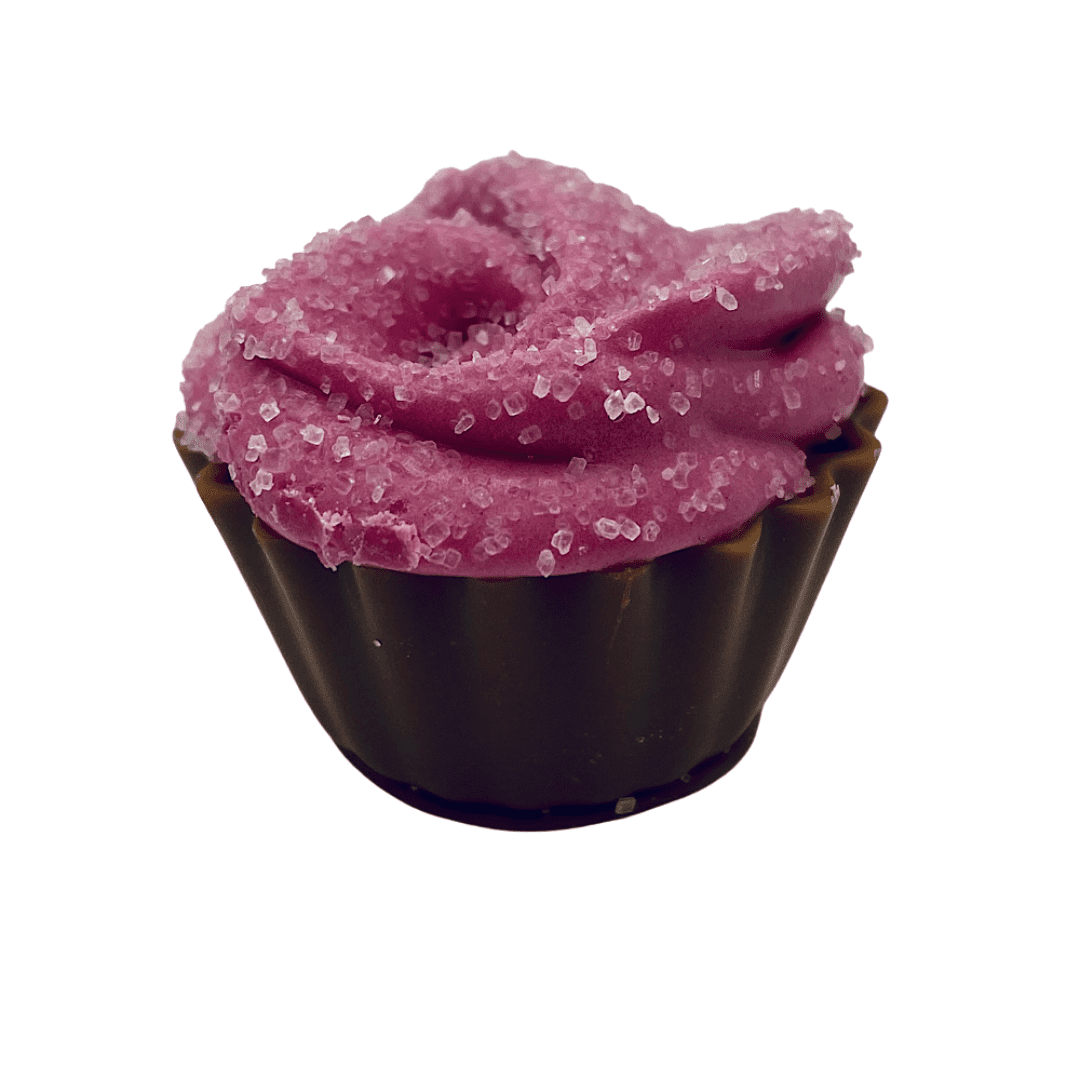 dark pink sugar rose salt caramel cupcake