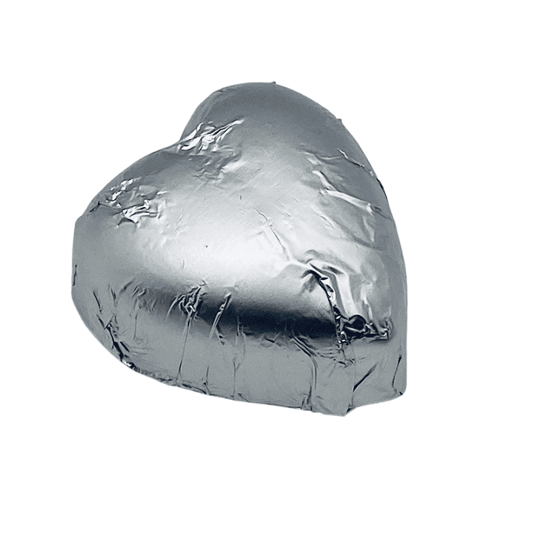 silver foiled milk praline heart