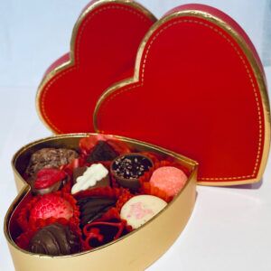 create your own small gold edged red heart box