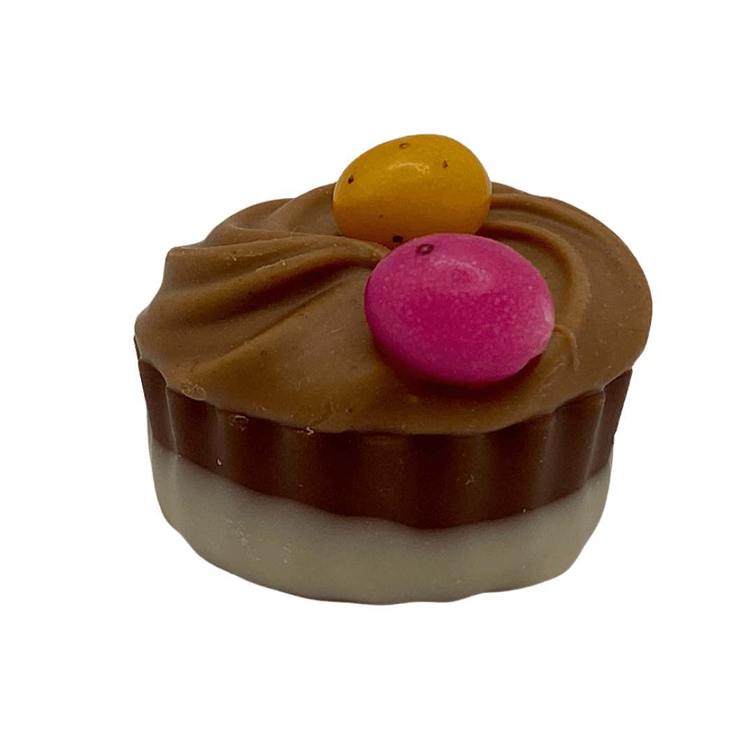 Milk praline nest with fruit jelly eggs