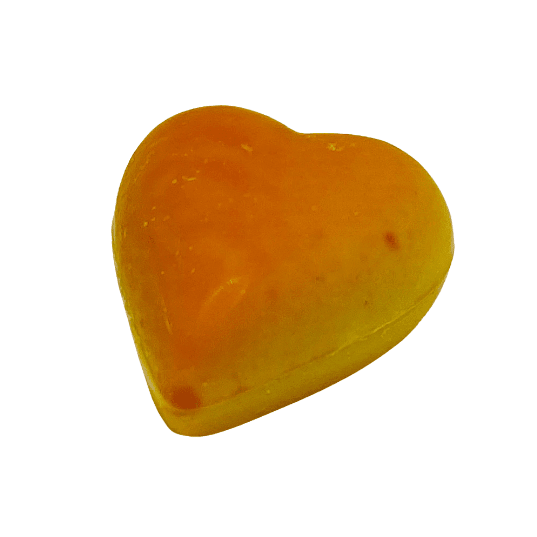 orange mango heart - tangy mango i a white chocolate shell
